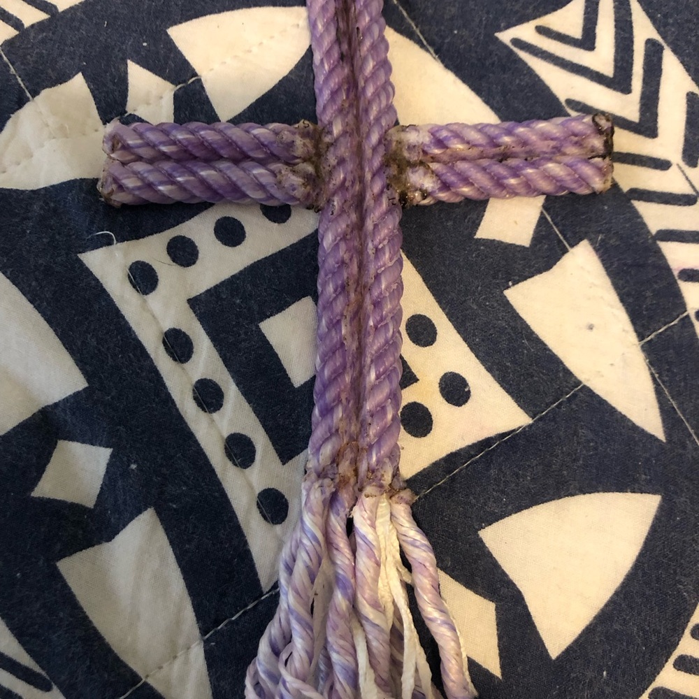 Handcrafted Lavender Cotton Rope Wall Cross - Home Accents